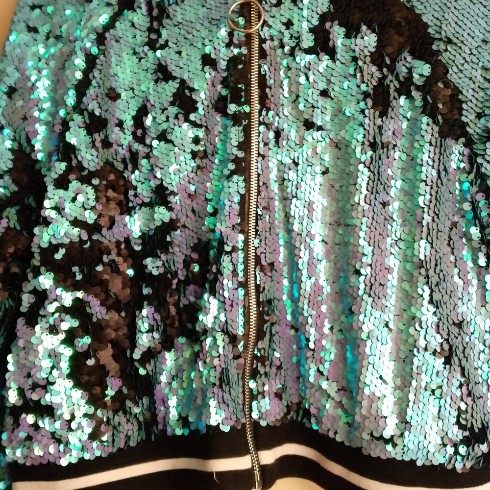 Forever 21 Sequin Zip-Up Jacket